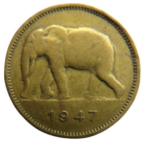 1947 Belgian Congo 2 Francs Coin
