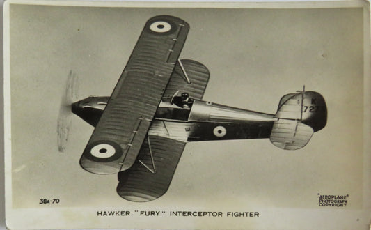 Vintage Aircraft Postcard of Hawker "Fury" Interceptor Fighter