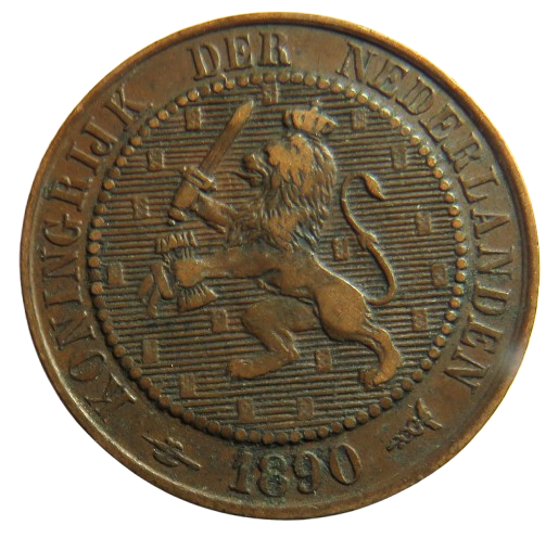 1890 Netherlands 2 & 1/2 Cent Coin
