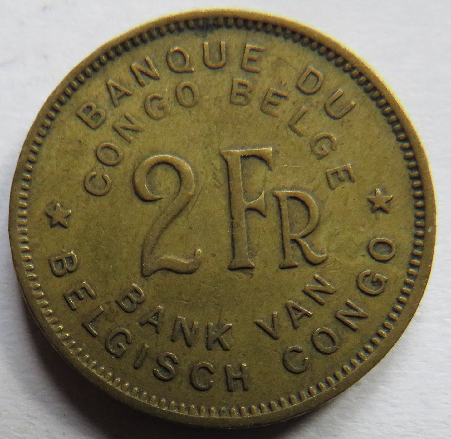 1947 Belgian Congo 2 Francs Coin