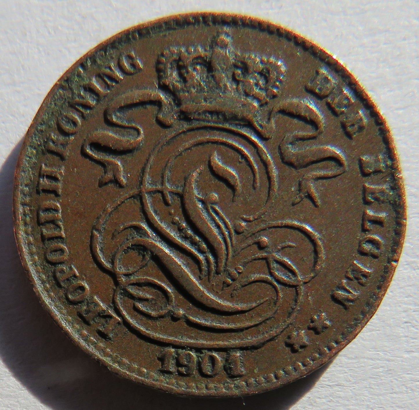 1901 Belgium One Centime Coin