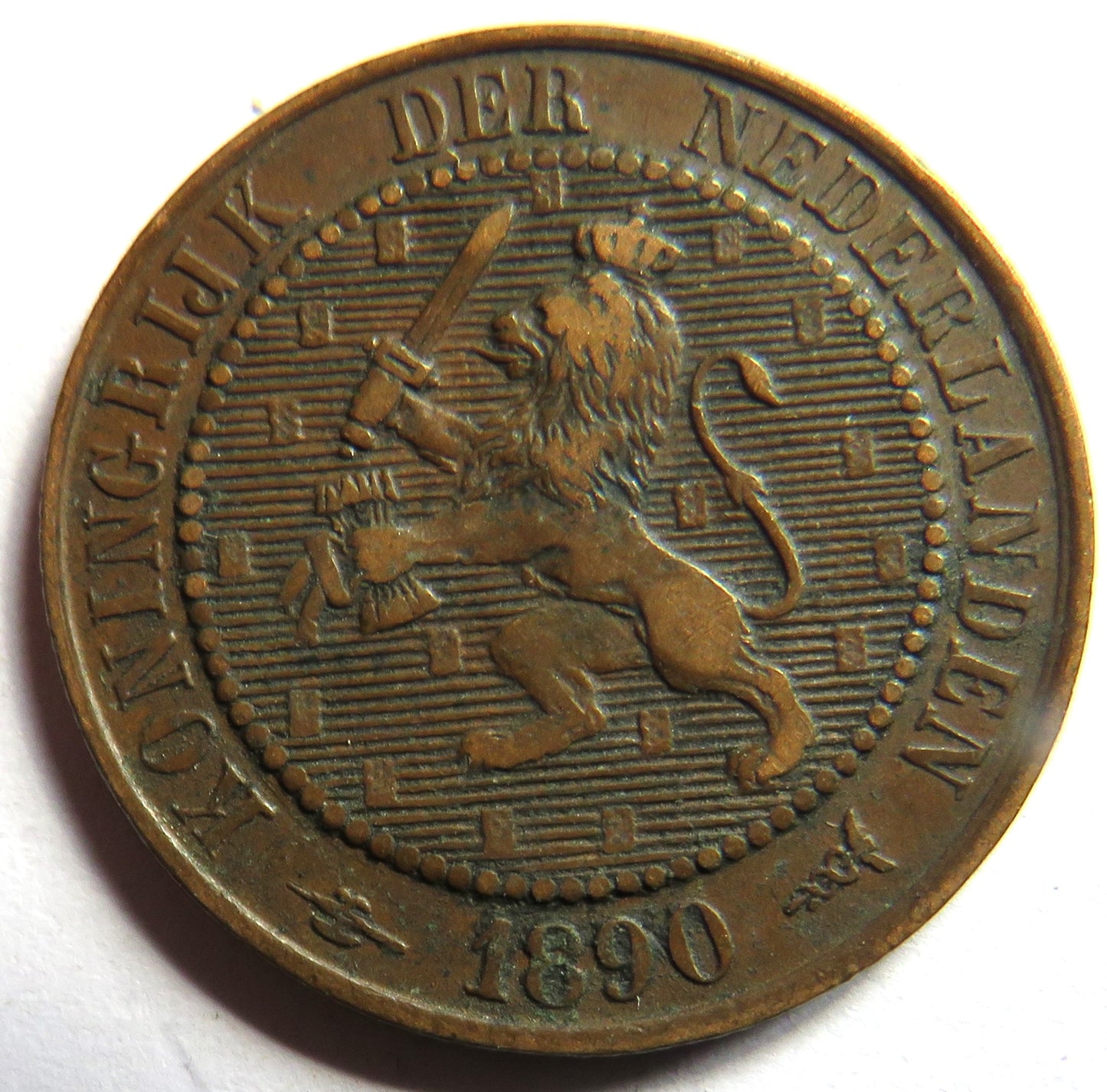 1890 Netherlands 2 & 1/2 Cent Coin