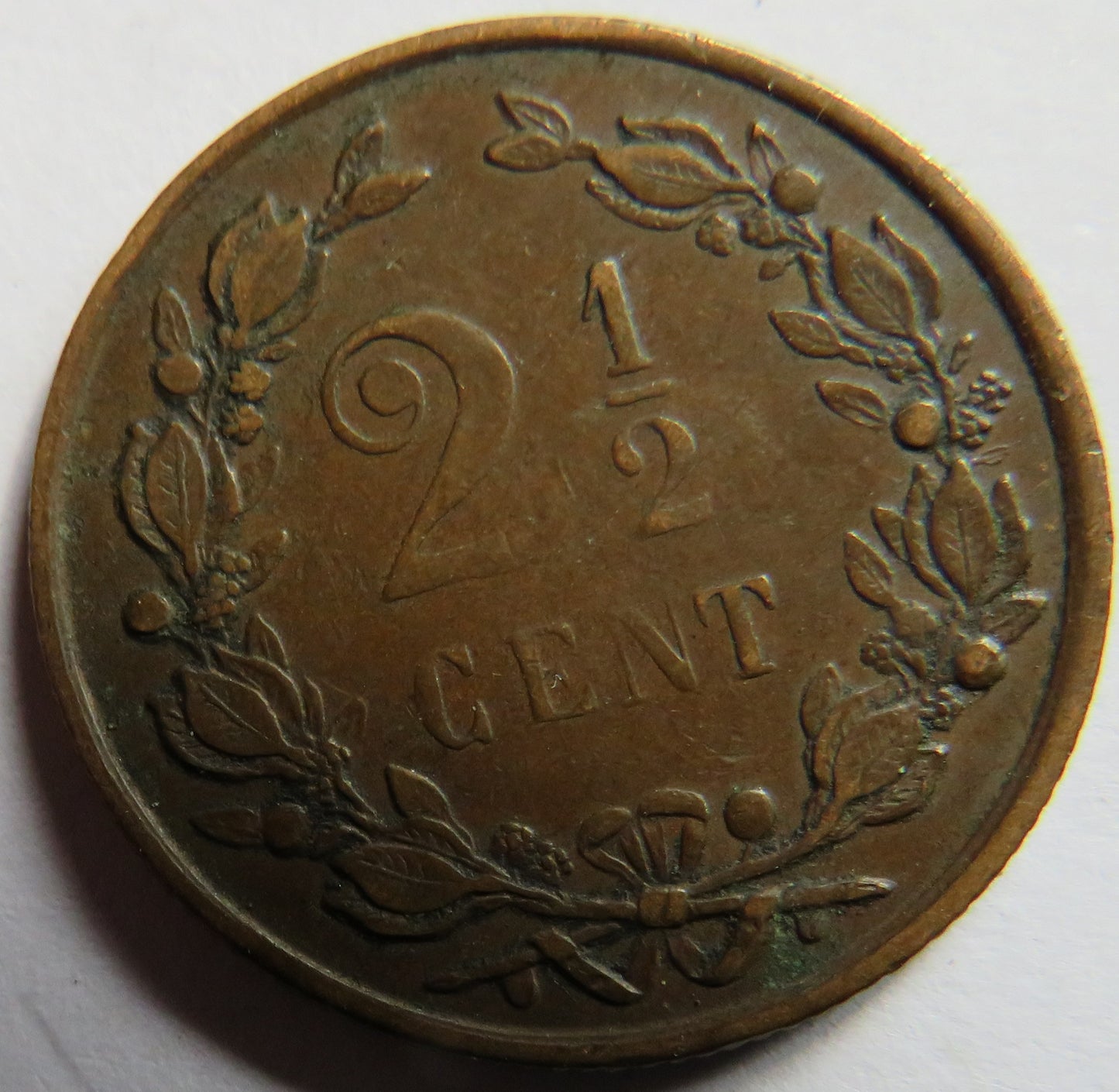 1890 Netherlands 2 & 1/2 Cent Coin