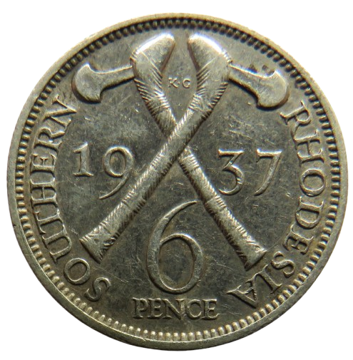 1937 King George VI Southern Rhodesia Sixpence Coin
