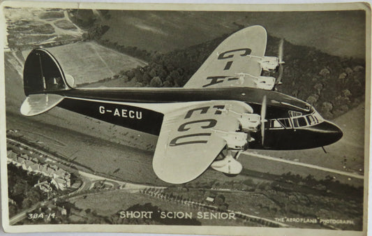 Vintage Aircraft Postcard of Short Scion Senior