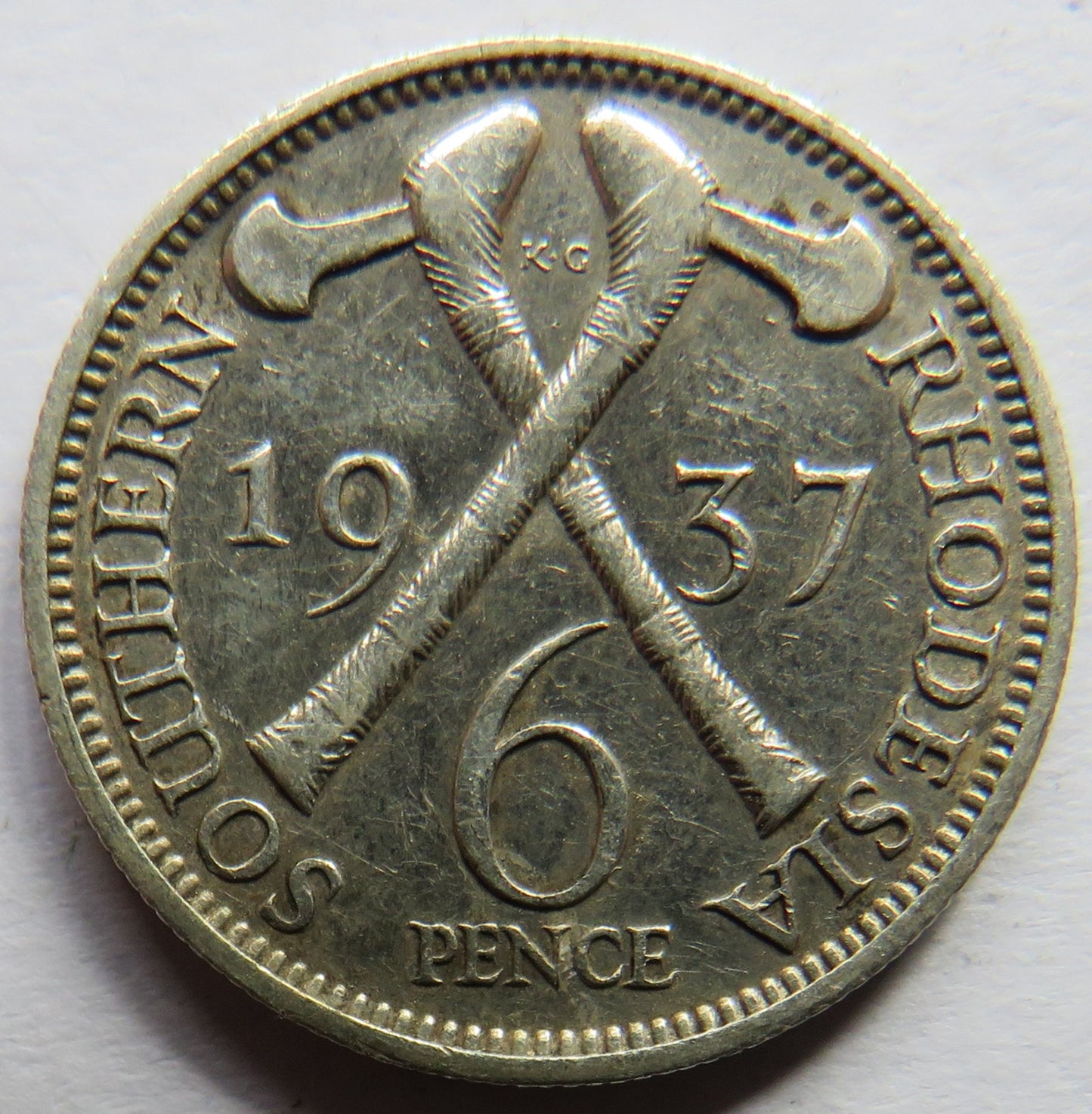 1937 King George VI Southern Rhodesia Sixpence Coin