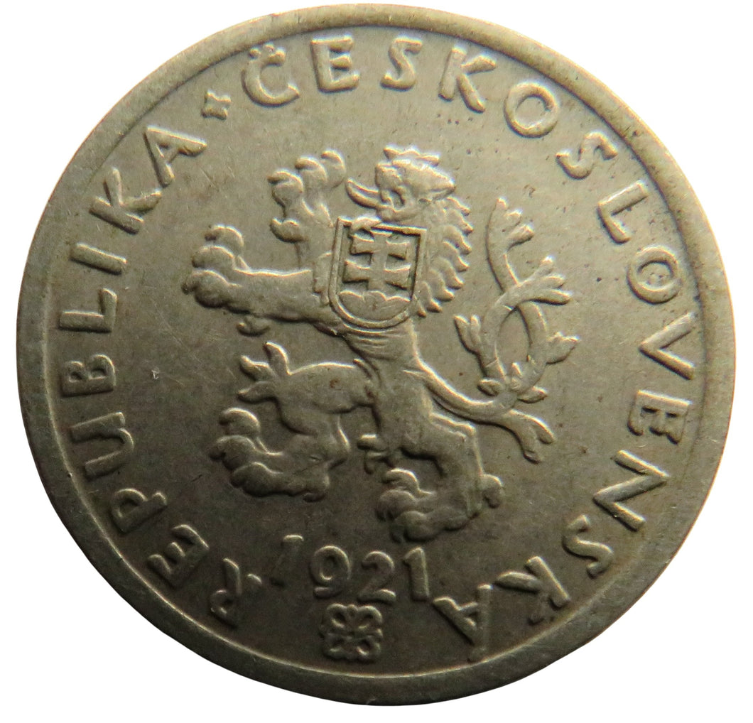 1921 Czechoslovakia 20 Haleru Coin