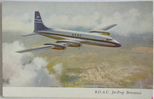 Vintage Aircraft Postcard of B.O.A.C. Jet-Prop Britannia