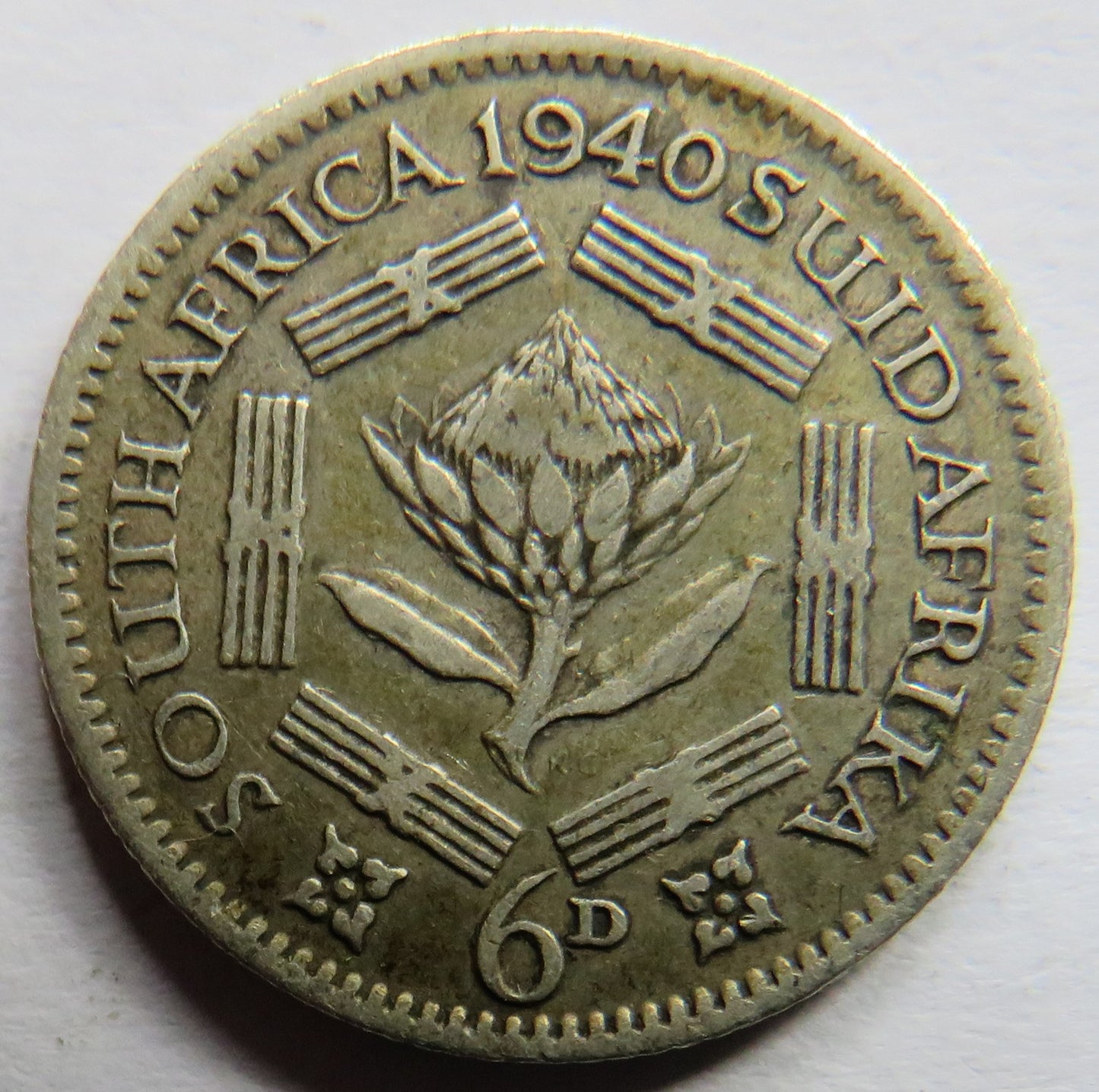 1940 King George VI South Africa Silver Sixpence Coin