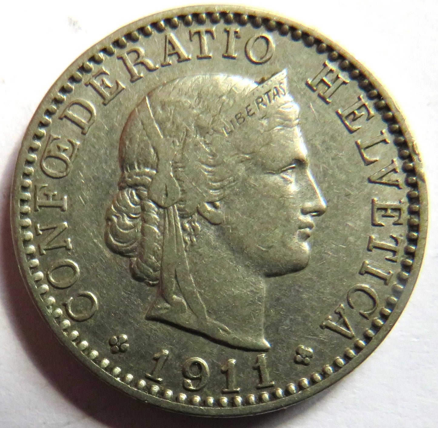 1911 Switzerland 20 Rappen Coin
