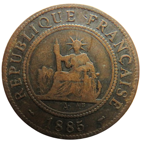1885-A French Indo-China One Cent Coin