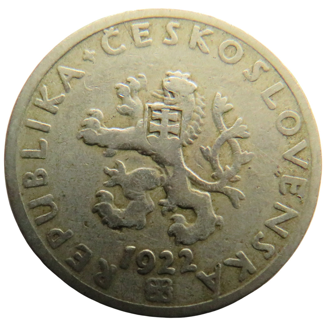 1922 Czechoslovakia 20 Haleru Coin