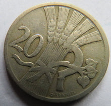 Load image into Gallery viewer, 1922 Czechoslovakia 20 Haleru Coin
