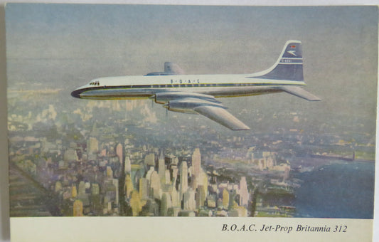 Vintage Aircraft Postcard of B.O.A.C. Jet-Prop Britannia 312