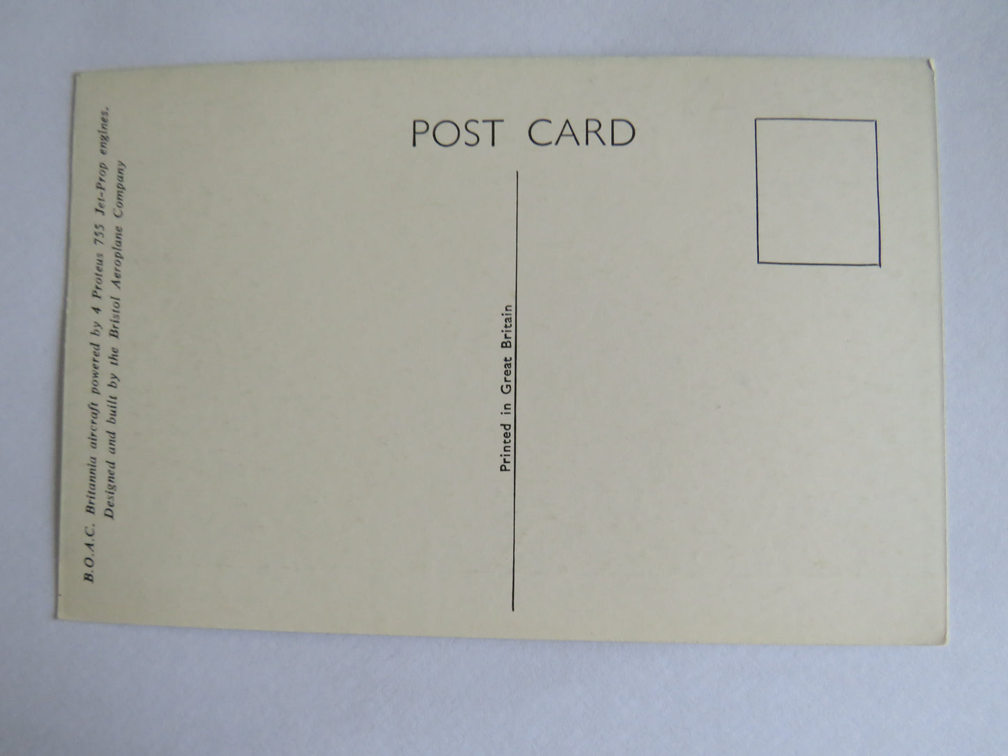 Vintage Aircraft Postcard of B.O.A.C. Jet-Prop Britannia 312