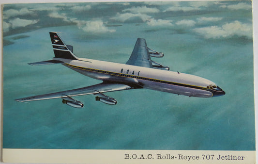 Vintage Aircraft Postcard of B.O.A.C. Rolls-Royce 707 Jetliner