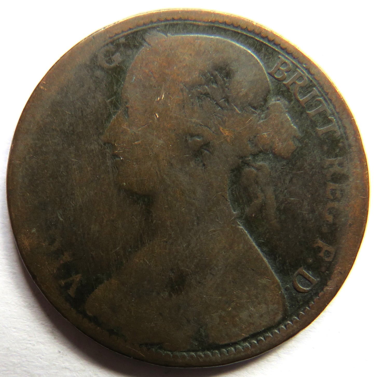 1863 Queen Victoria Bun Head One Penny Coin - Great Britain