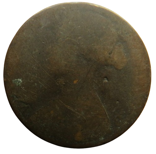1864 Queen Victoria Bun Head One Penny Coin - Great Britain