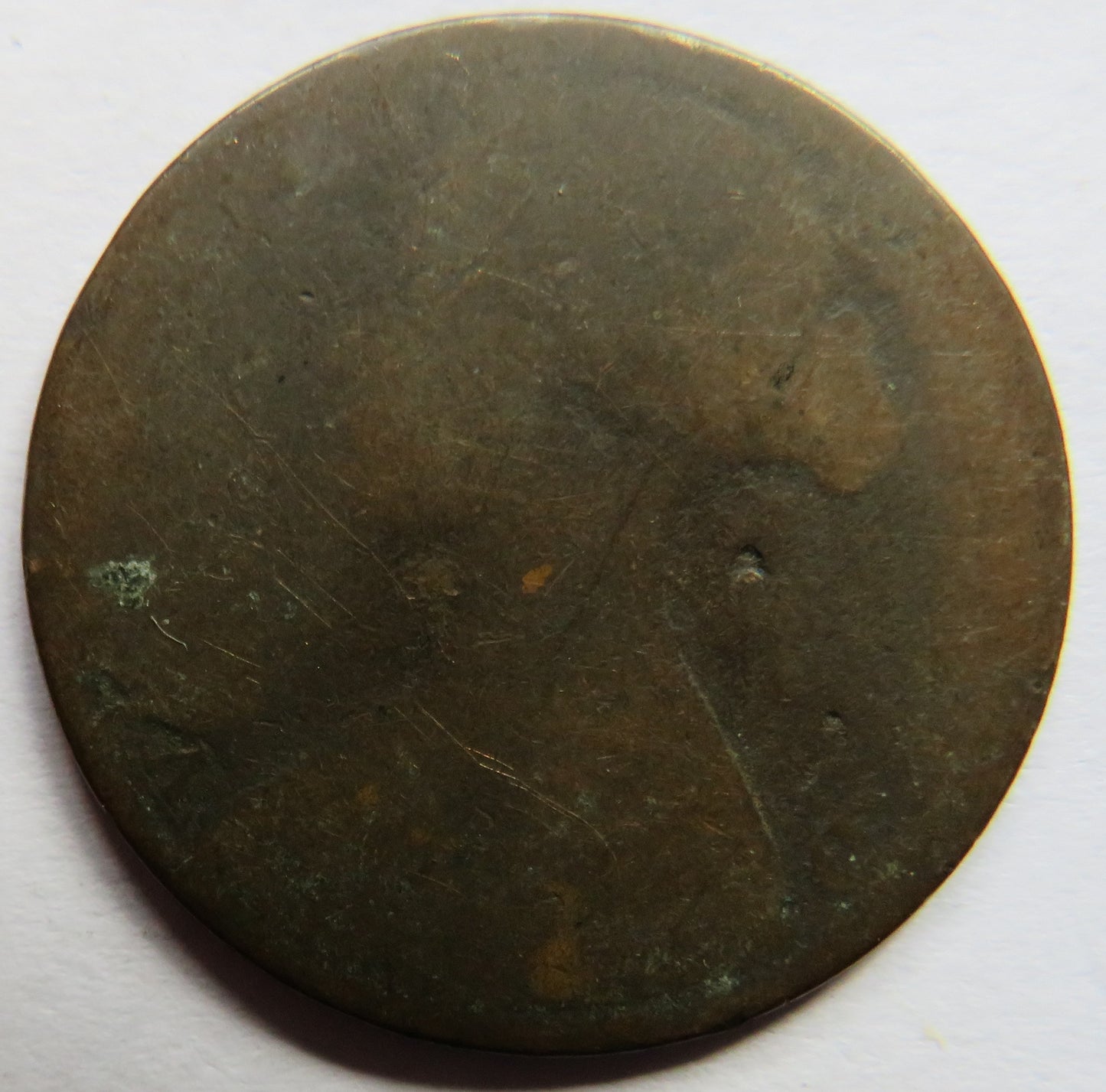 1864 Queen Victoria Bun Head One Penny Coin - Great Britain