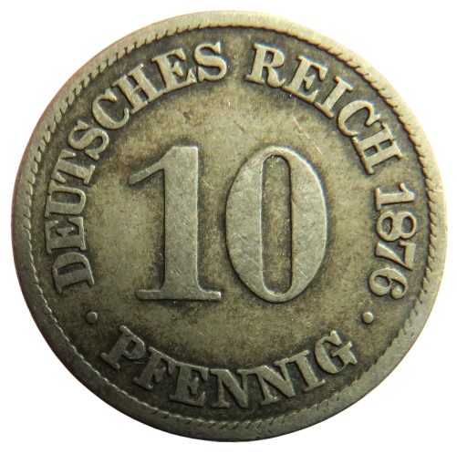 1876-A Germany 10 Pfennig Coin