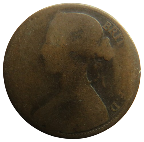 1865 Queen Victoria Bun Head One Penny Coin - Great Britain
