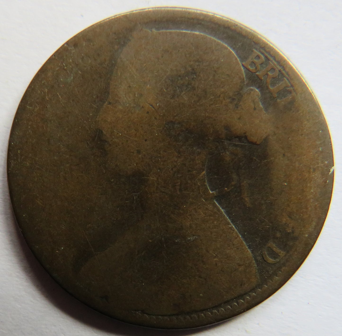 1865 Queen Victoria Bun Head One Penny Coin - Great Britain