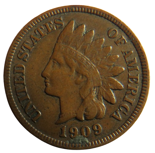 1909 United States of America Indian Head One Cent Coin