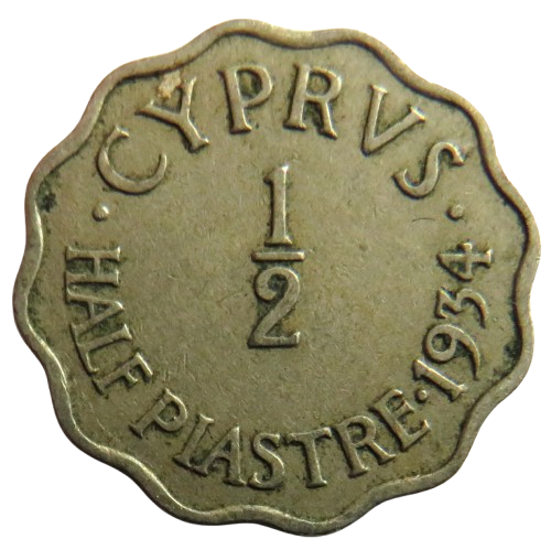1934 King George V Cyprus 1/2 Piastre Coin