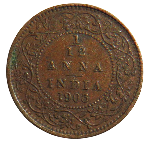 1903 King Edward VII India 1/12th Anna Coin