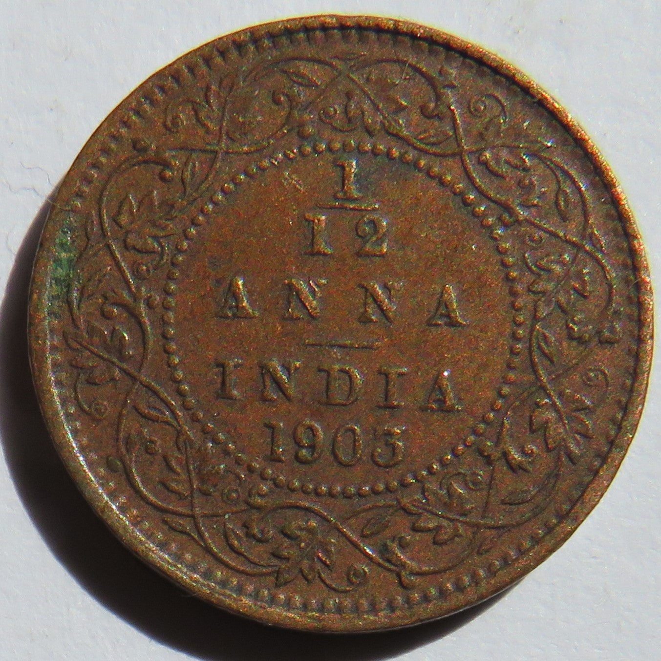 1903 King Edward VII India 1/12th Anna Coin