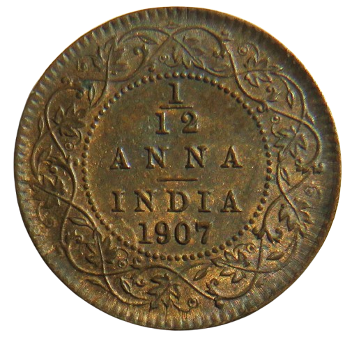 1907 King Edward VII India 1/12th Anna Coin