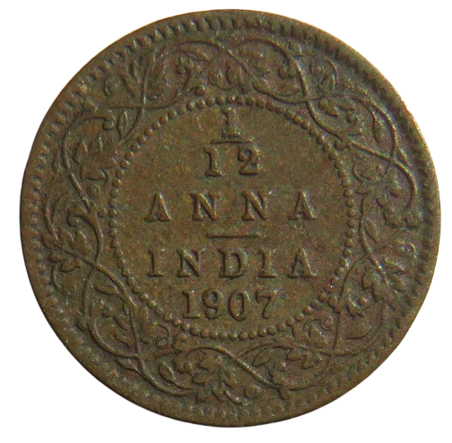 1907 King Edward VII India 1/12th Anna Coin