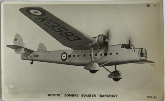 Vintage Aircraft Postcard of "Bristol" Bombay Bomber Transport