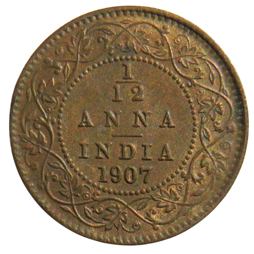 1907 King Edward VII India 1/12th Anna Coin In Higher Grade