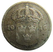 Load image into Gallery viewer, 1916 Sweden Silver 10 Ore Coin
