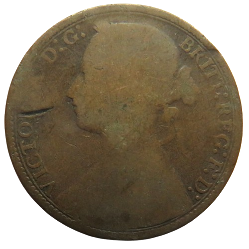 1878 Queen Victoria Bun Head One Penny Coin - Great Britain