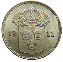 Load image into Gallery viewer, 1911 Sweden Silver 10 Ore Coin
