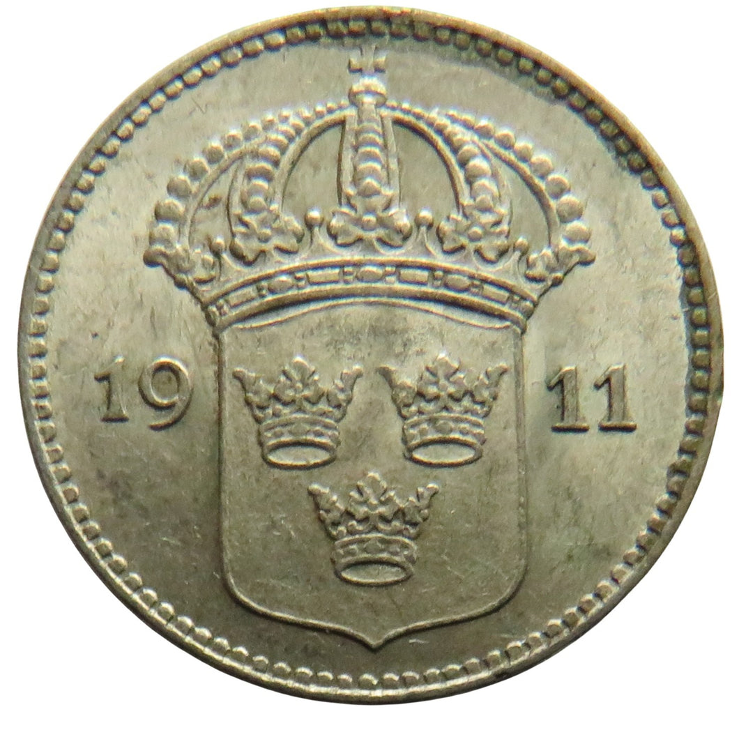 1911 Sweden Silver 10 Ore Coin