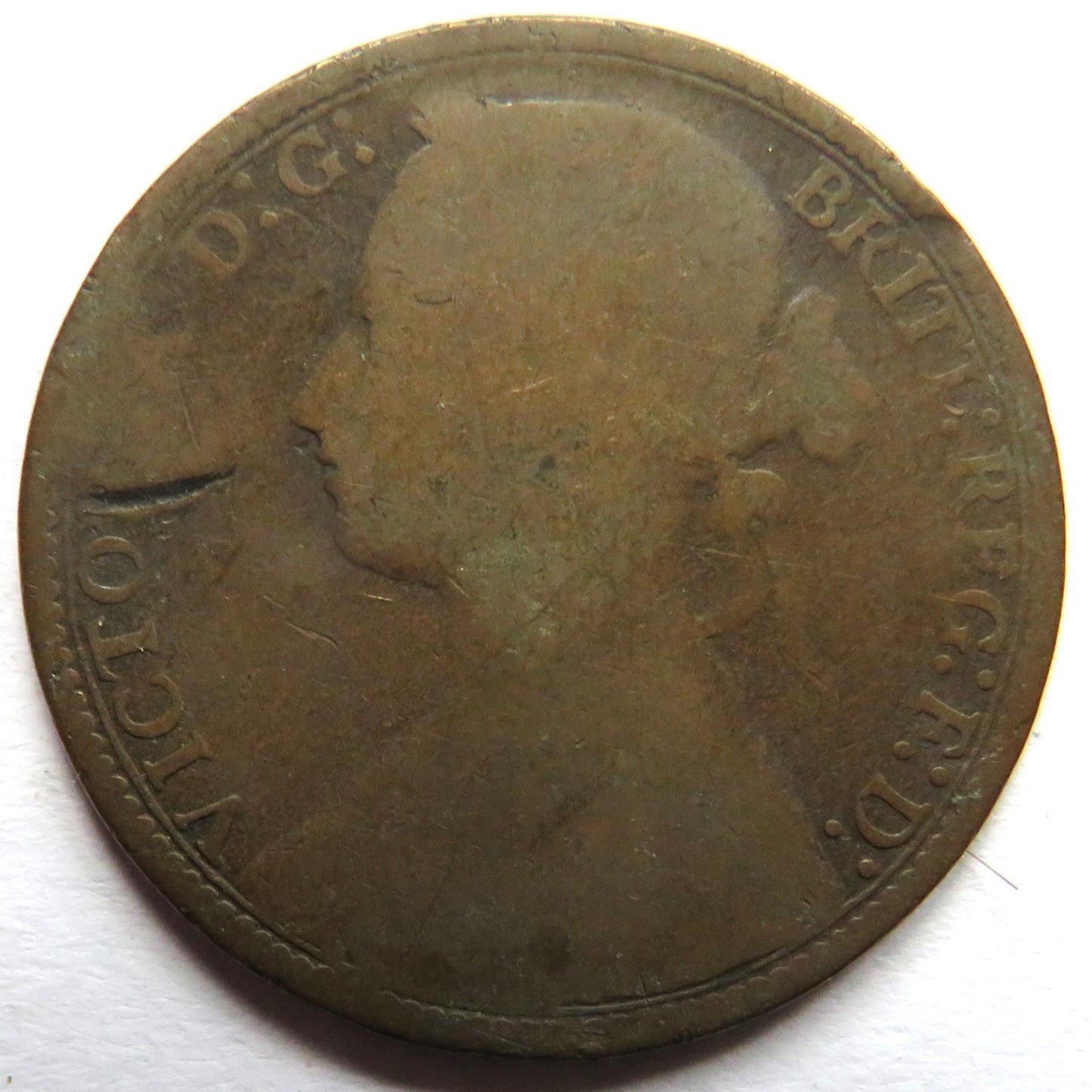1878 Queen Victoria Bun Head One Penny Coin - Great Britain