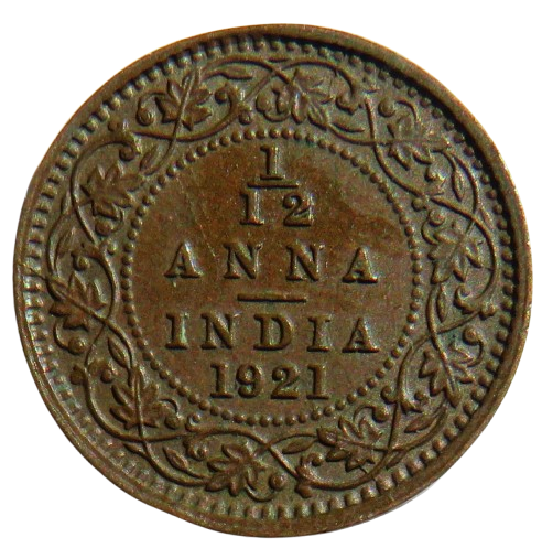 1921 King George V India 1/12th Anna Coin
