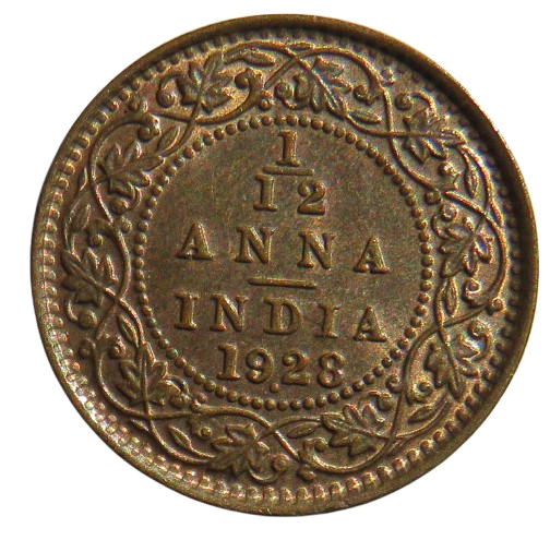 1928 King George V India 1/12th Anna Coin In Higher Grade