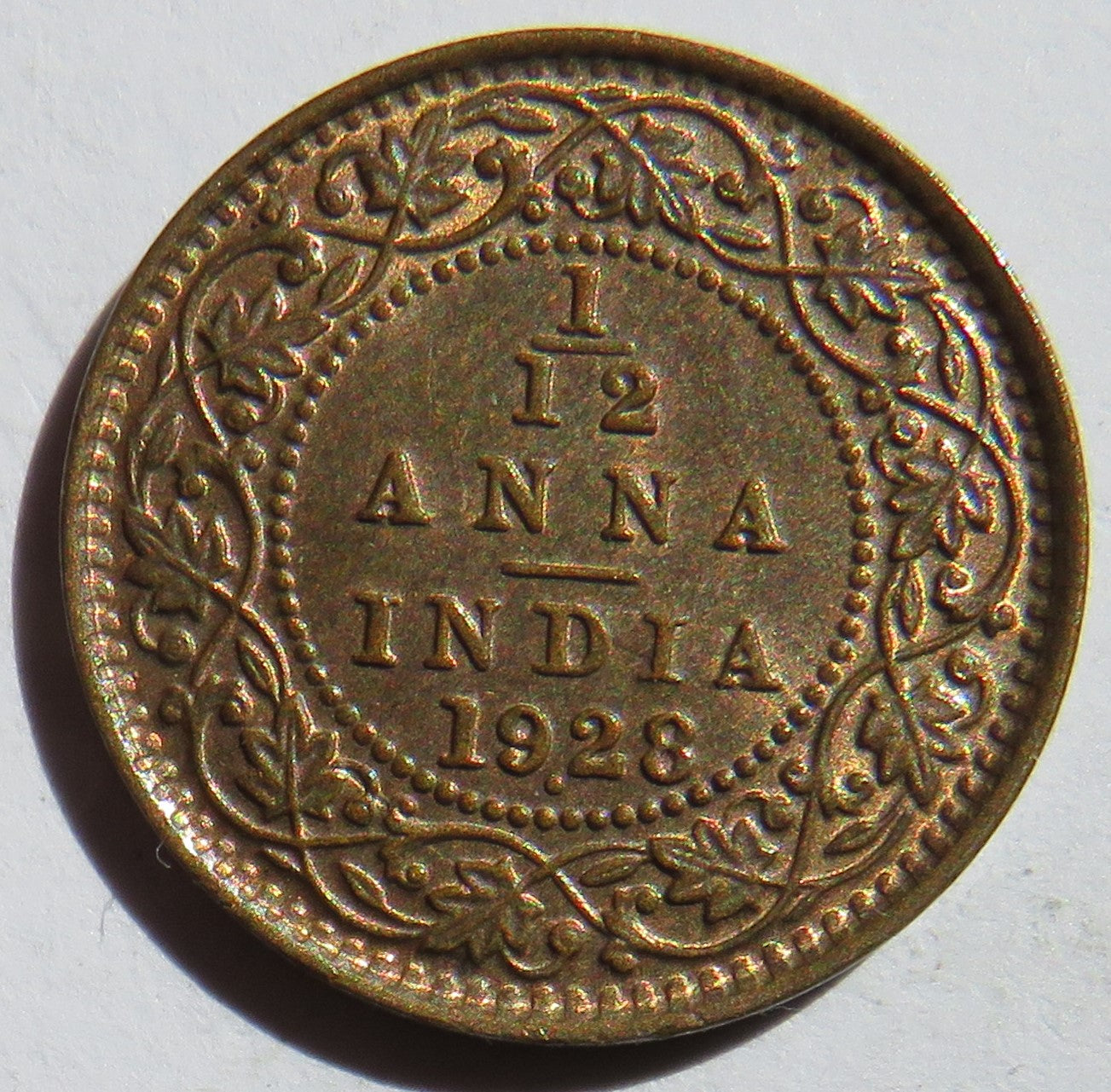 1928 King George V India 1/12th Anna Coin In Higher Grade