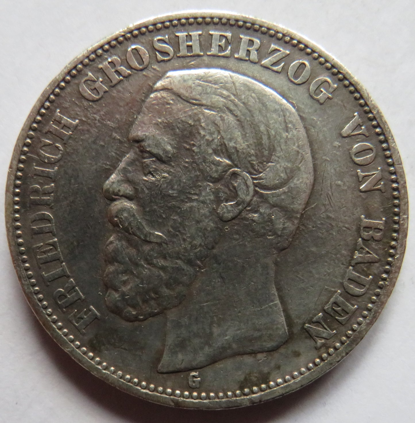 1898-G Germany States Baden Silver 5 Mark Coin