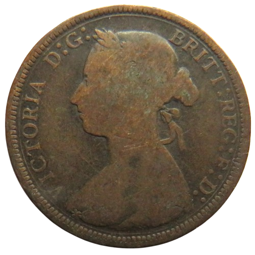 1891 Queen Victoria Bun Head Halfpenny Coin - Great Britain