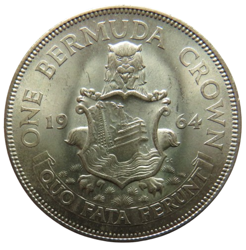 1964 Queen Elizabeth II Bermuda Crown Silver Coin