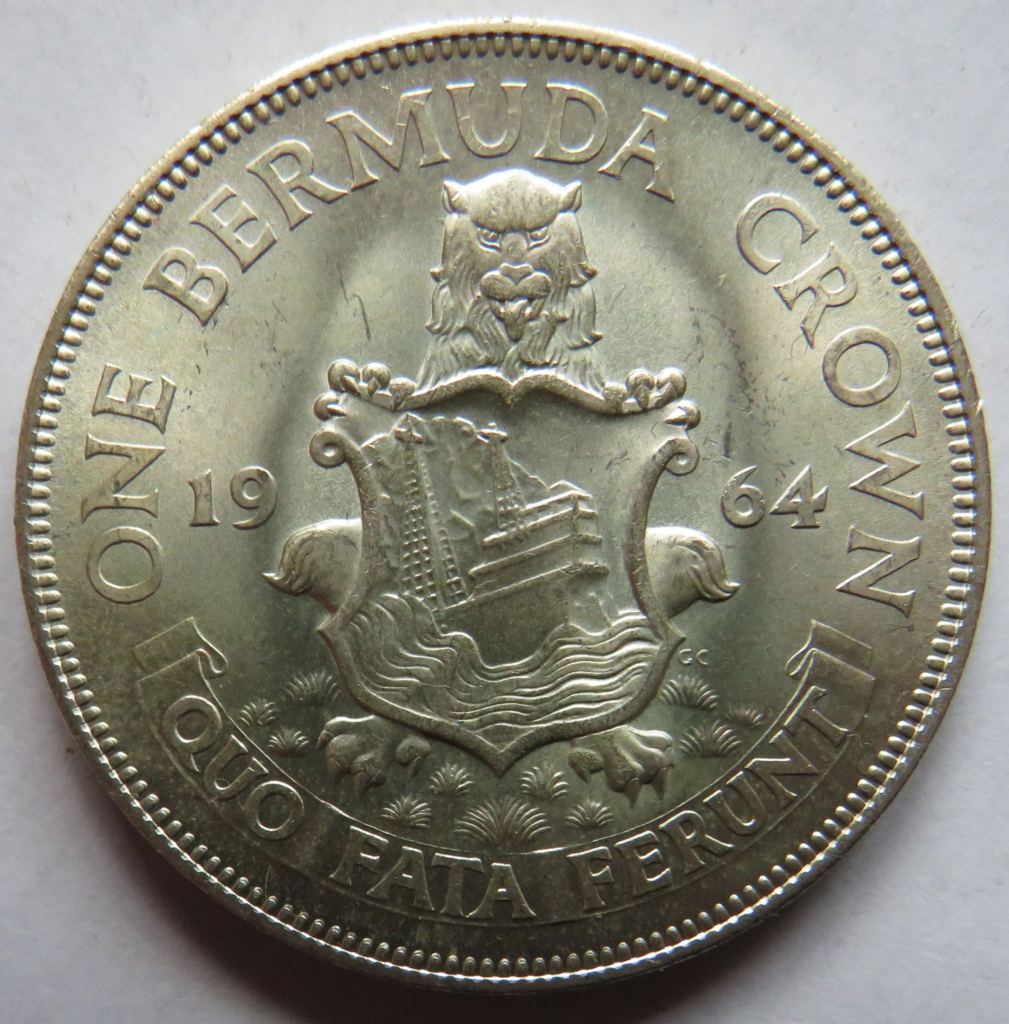1964 Queen Elizabeth II Bermuda Crown Silver Coin