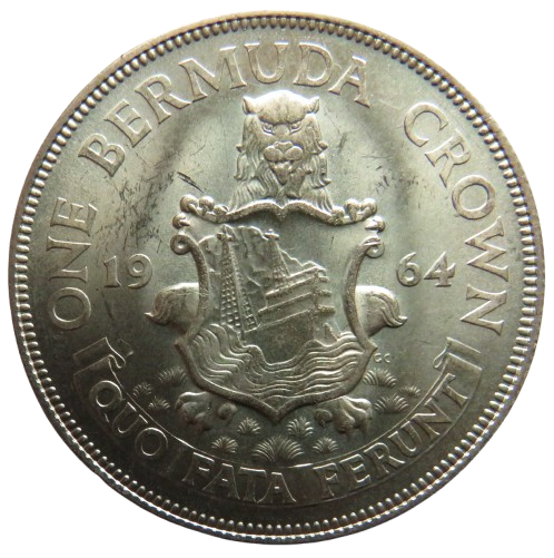 1964 Queen Elizabeth II Bermuda Crown Silver Coin
