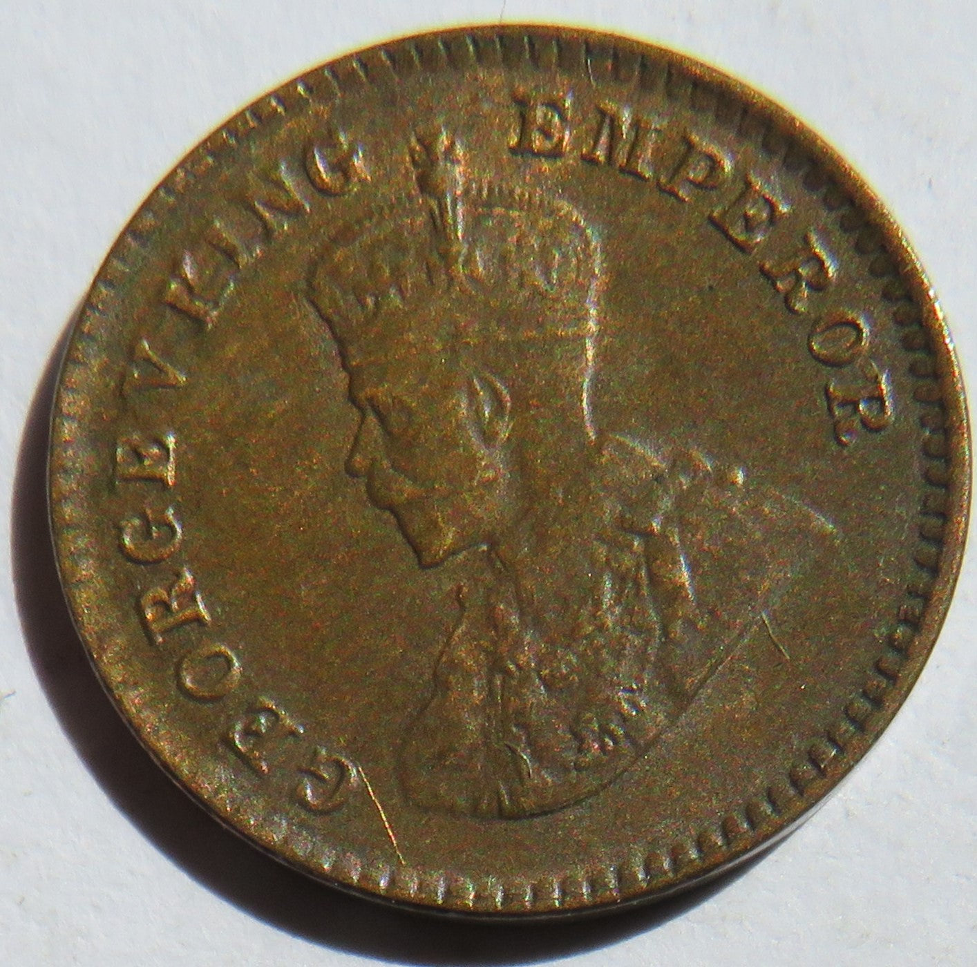 1924 King George V India 1/12th Anna Coin