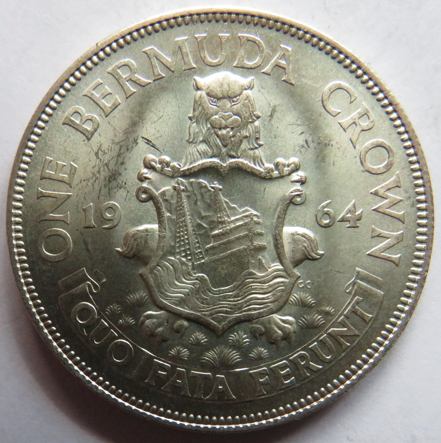 1964 Queen Elizabeth II Bermuda Crown Silver Coin