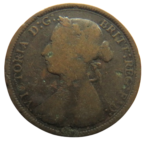 1889 Queen Victoria Bun Head Halfpenny Coin - Great Britain